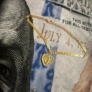 Ankle Bracelet With Letter J And Heart Pendant .